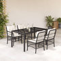 Voir la diapositive 1 : VIDAXL Ensemble a manger de jardin coussins 5pcs Noir Resine tressee