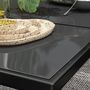Voir la diapositive 6 : OUTSUNNY Ensemble de jardin 6 pers. 6 chaises empilables table plateau verre trempé 5 mm métal époxy textilène noir