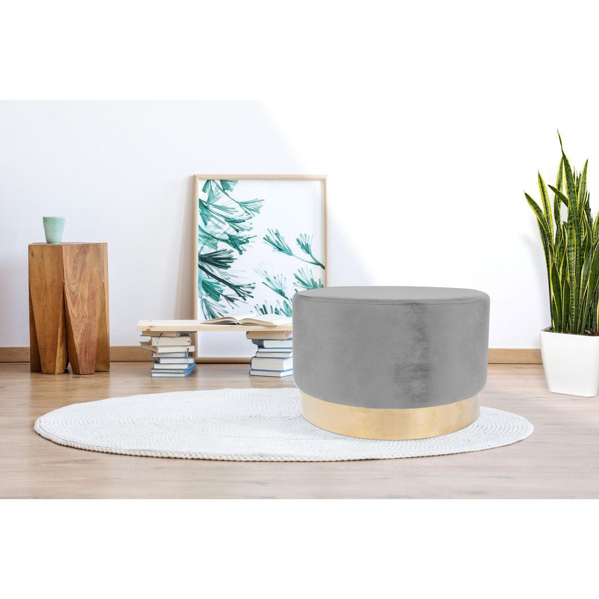Voir la diapositive 3 : Paris Prix Pouf rond déco  nano  55cm gris