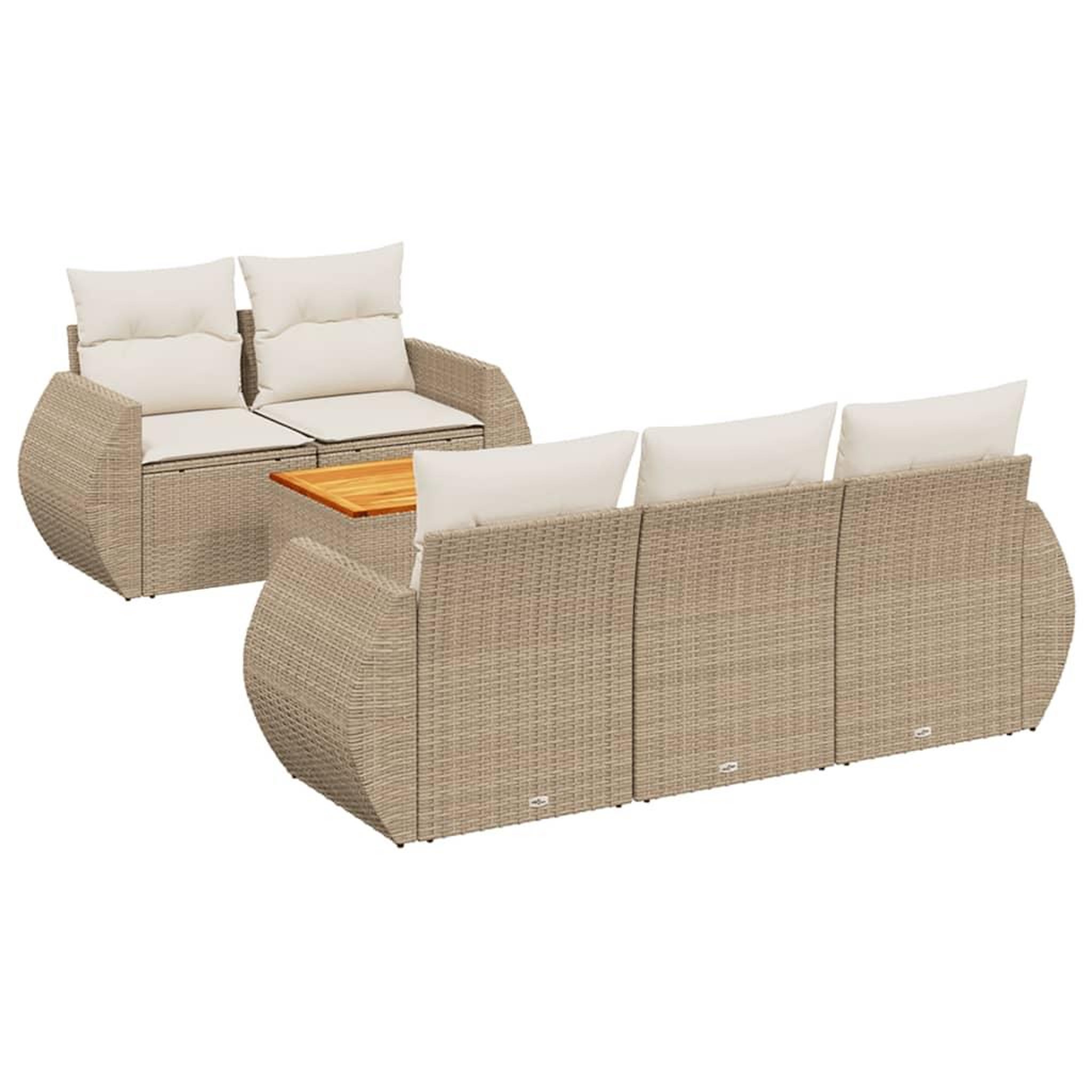 Voir la diapositive 2 : VIDAXL Salon de jardin avec coussins 6 pcs beige resine tressee