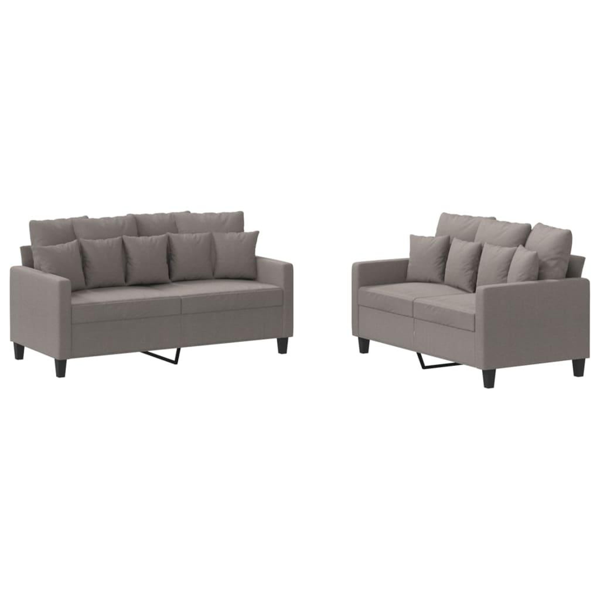 Voir la diapositive 2 : VIDAXL Ensemble de canapes 2 pcs avec coussins Taupe Tissu