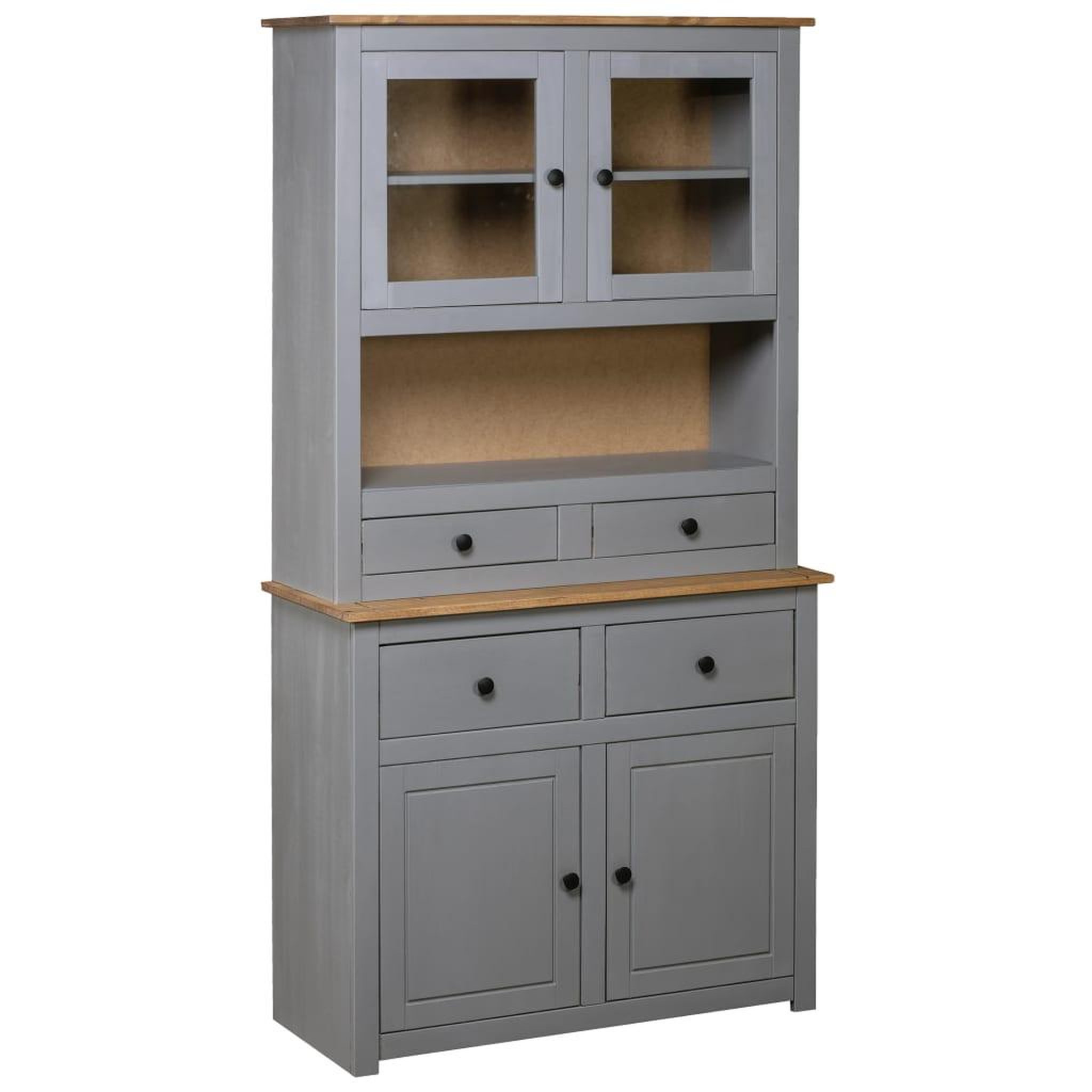 Voir la diapositive 1 : VIDAXL Buffet haut Gris 93x40,5x180 cm Pin Gamme Panama