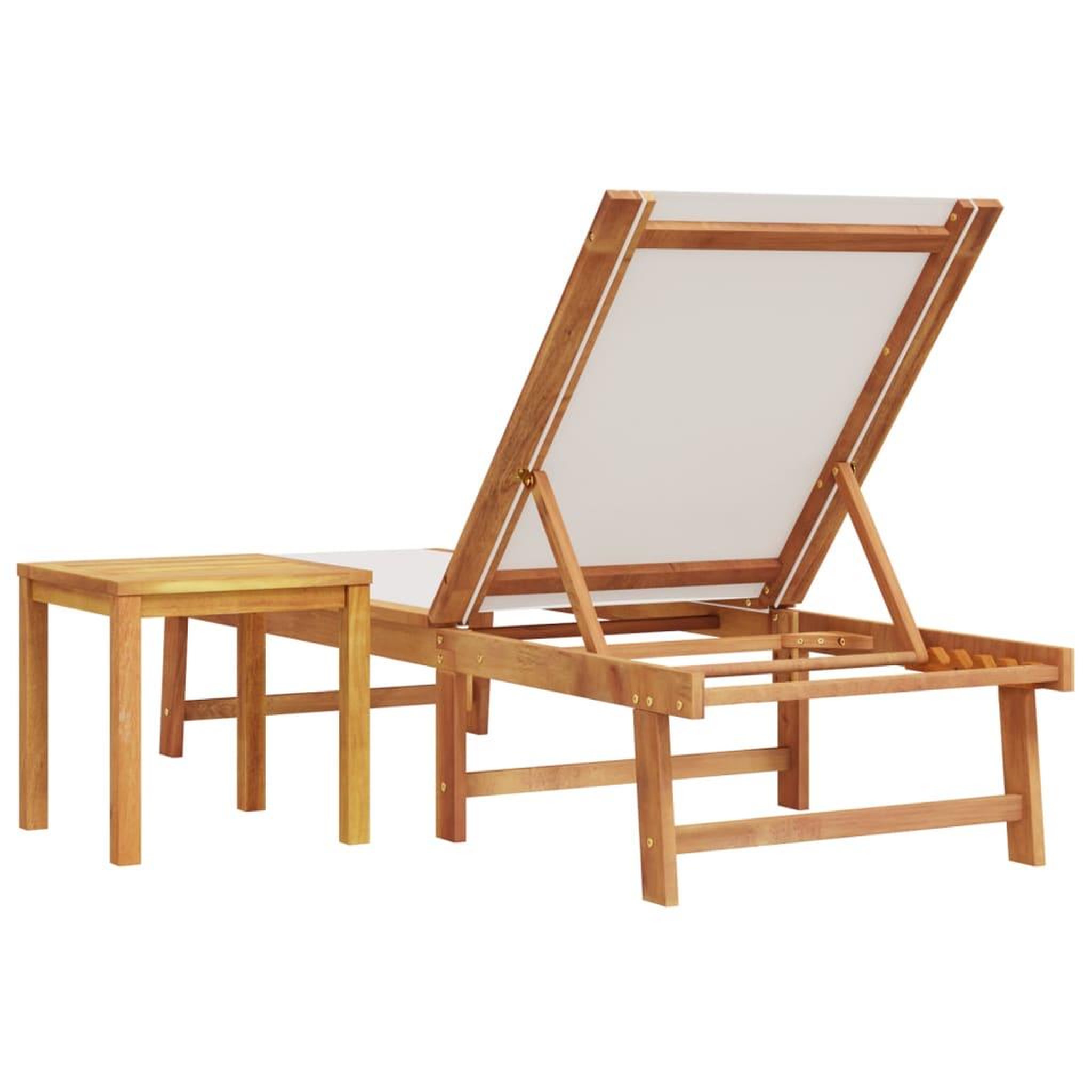 Voir la diapositive 5 : VIDAXL Chaise longue et table gris bois d'acacia solide et textilene