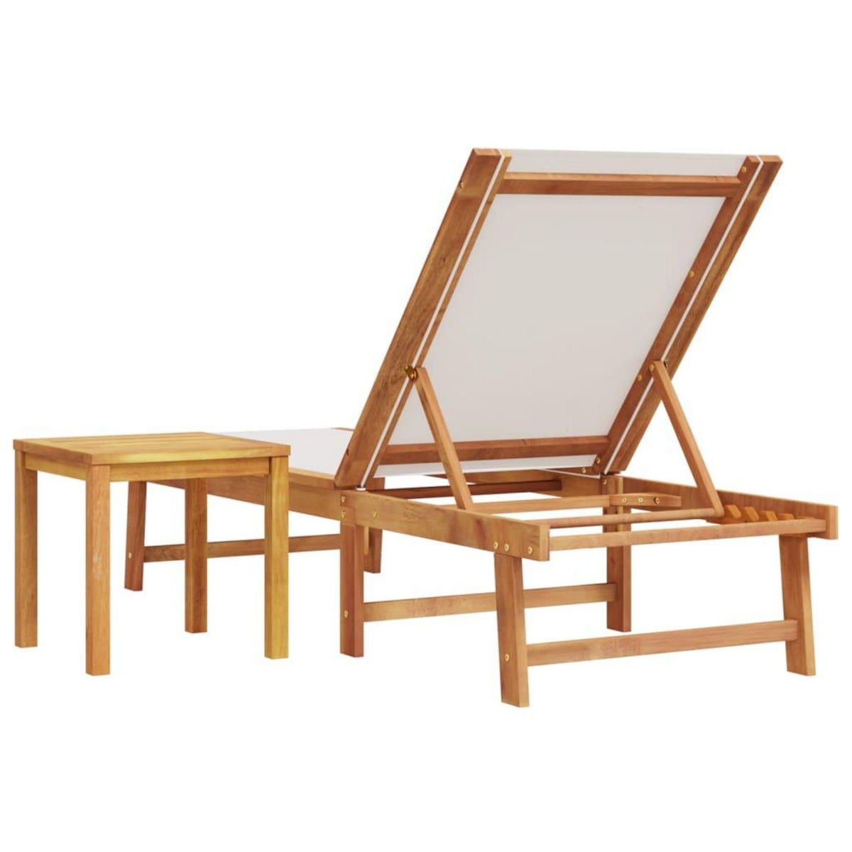VIDAXL Chaise longue et table gris bois d'acacia solide et textilene