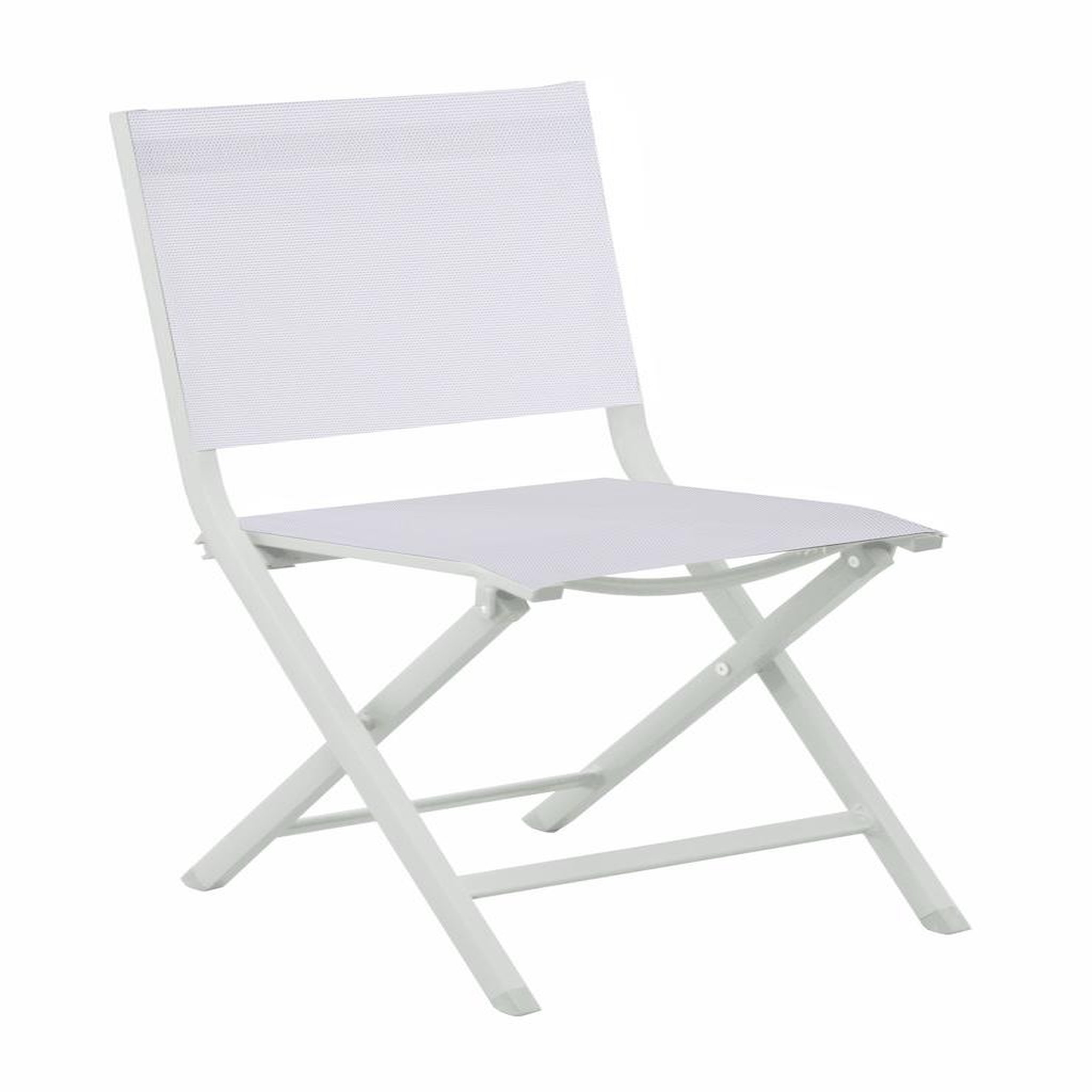 Proloisirs Chaise pliante - THEMA - Aluminium époxy - Toile TPEP chiné blanc