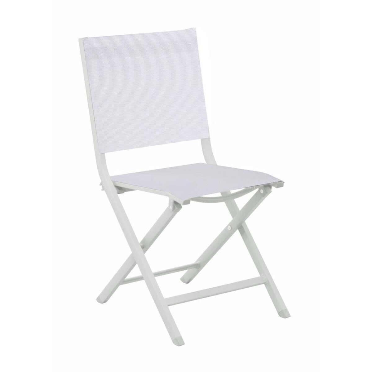 Proloisirs Chaise pliante - THEMA - Aluminium époxy - Toile TPEP chiné blanc