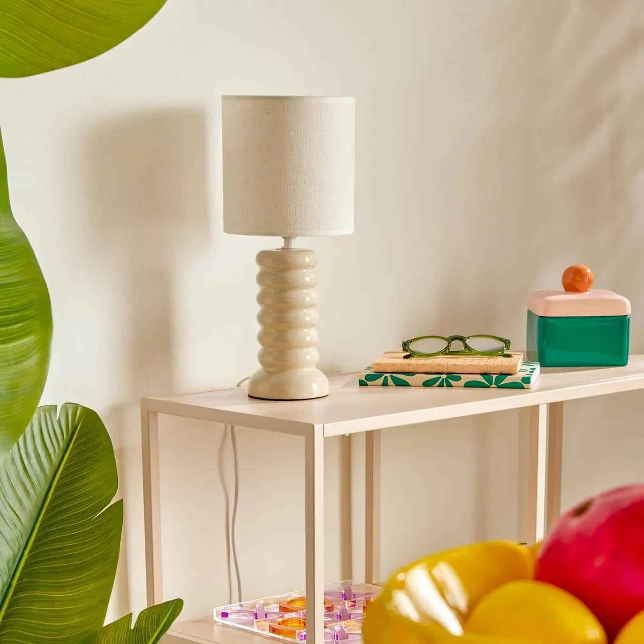 Voir la diapositive 4 : ATMOSPHERA Lampe à poser en céramique  vinas  33cm crème