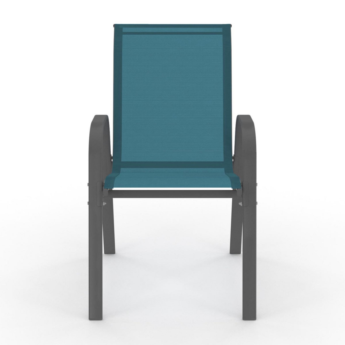 ID MARKET Lot de 4 chaises de jardin LYMA métal et textilène empilables bleu canard