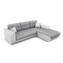 Voir la diapositive 2 : Canapé d'angle droit convertible CLELIA, 4 places, tissu microfibre gris PU blanc ou noir