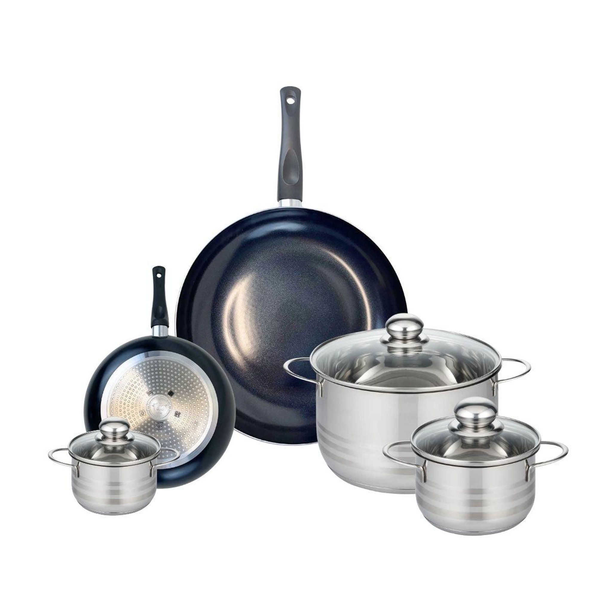 ELO Ensemble de 2 poêles de cuisson 20 et 32 cm et 3 faitouts 12, 16 et 24 cm elo prima brillant