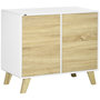 Voir la diapositive 1 : HOMCOM Buffet rangement design scandinave 2 portes avec étagère MDF panneaux blanc aspect chêne clair