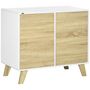Voir la diapositive 1 : HOMCOM Buffet rangement design scandinave 2 portes avec étagère MDF panneaux blanc aspect chêne clair