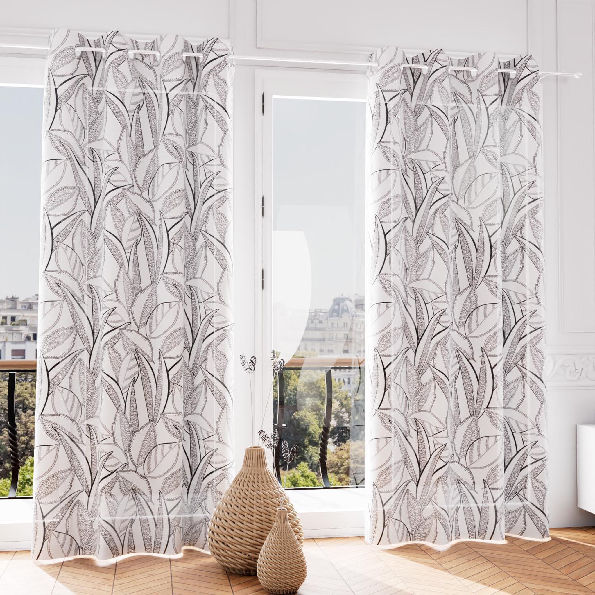 Voir la diapositive 2 : SOLEIL D'OCRE Voile à oeillets pur coton 135x250 cm TOGO, par Soleil d'ocre