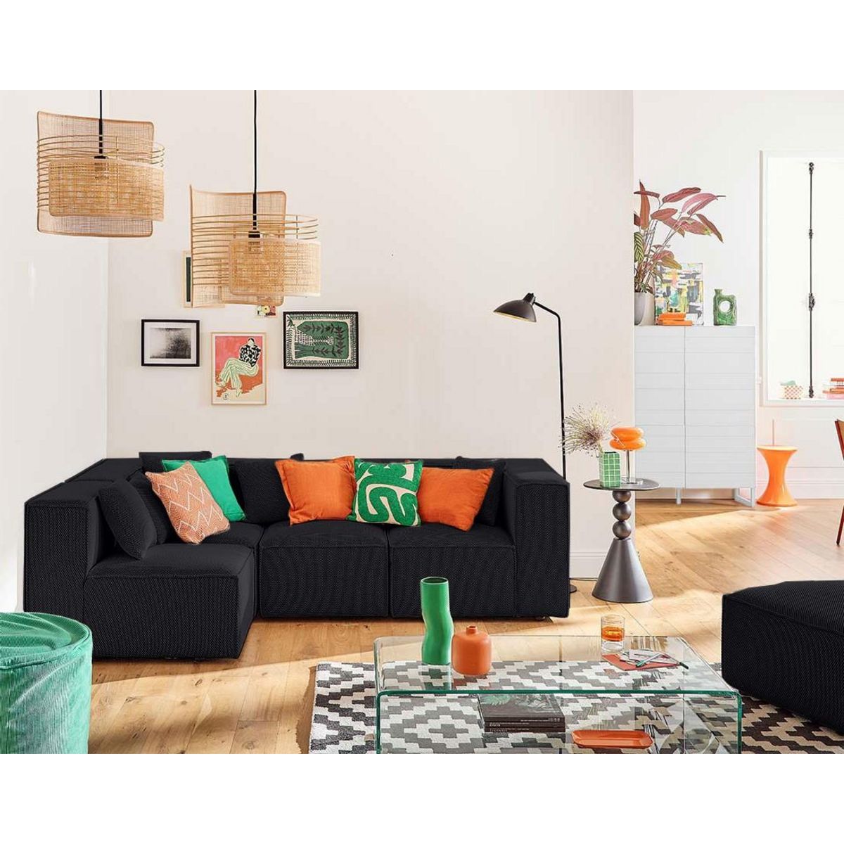 LISA DESIGN Arty - canapé modulable d'angle gauche 5 places - en tissu mailles 3d