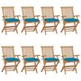 Voir la diapositive 1 : VIDAXL Chaises de jardin avec coussins bleu clair lot de 8 Teck massif