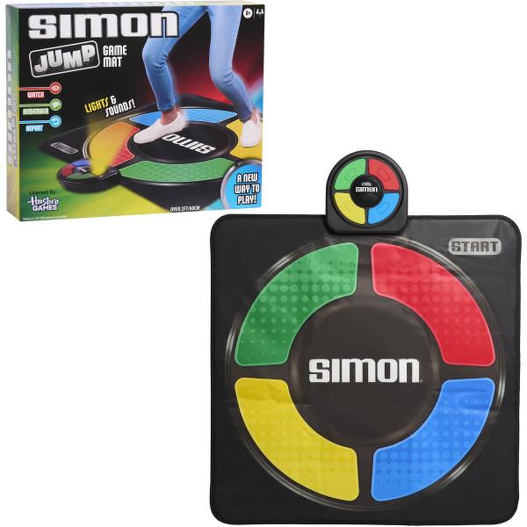 HASBRO Simon Jump de Hasbro, Jeux de société avec effets sonores et lumineux, Jeux de mémoire électroniques pour enfants, Just Play