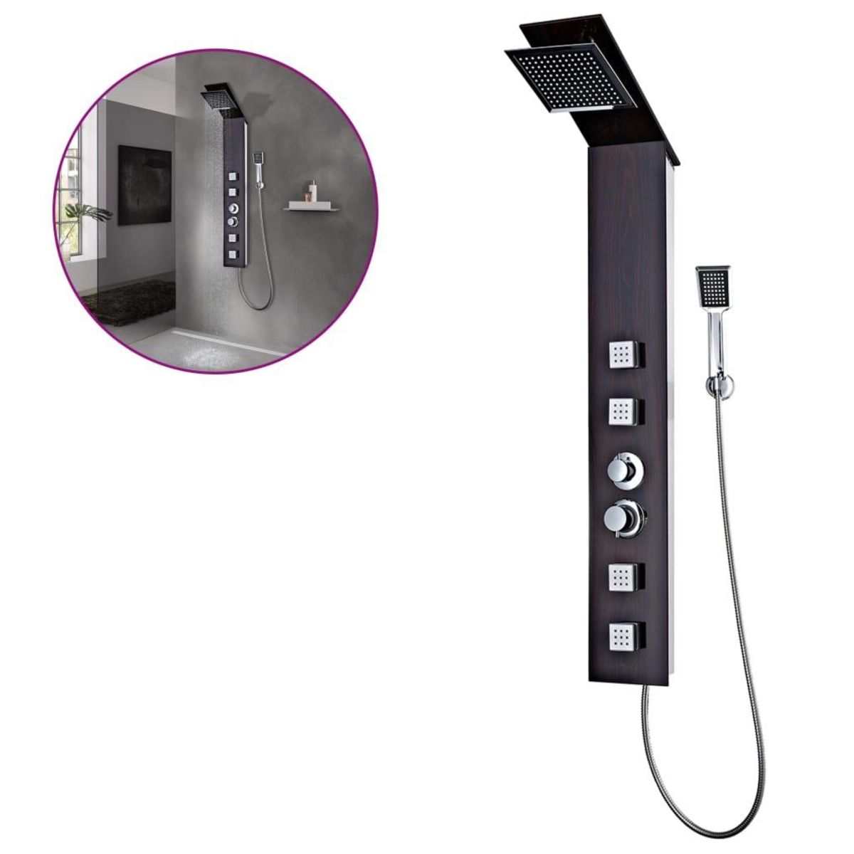 VIDAXL Systeme de panneau de douche Verre Marron