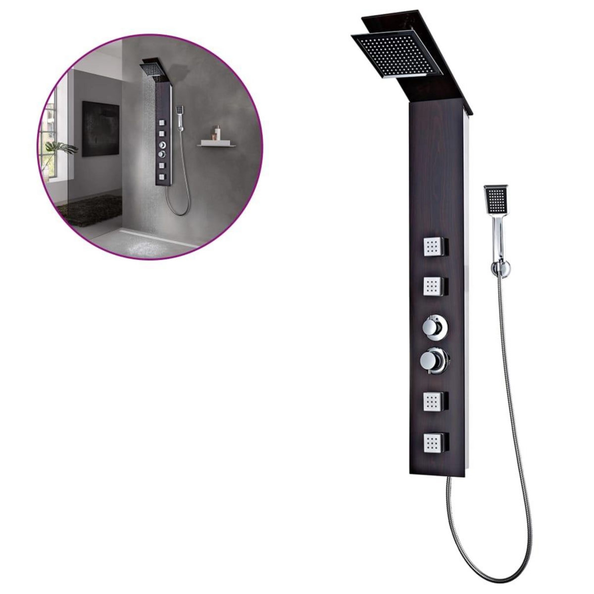 VIDAXL Systeme de panneau de douche Verre Marron