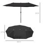 Voir la diapositive 5 : OUTSUNNY Parasol de jardin XXL parasol grande taille 4,6L x 2,7l x 2,4H m ouverture fermeture manivelle acier polyester haute densité noir