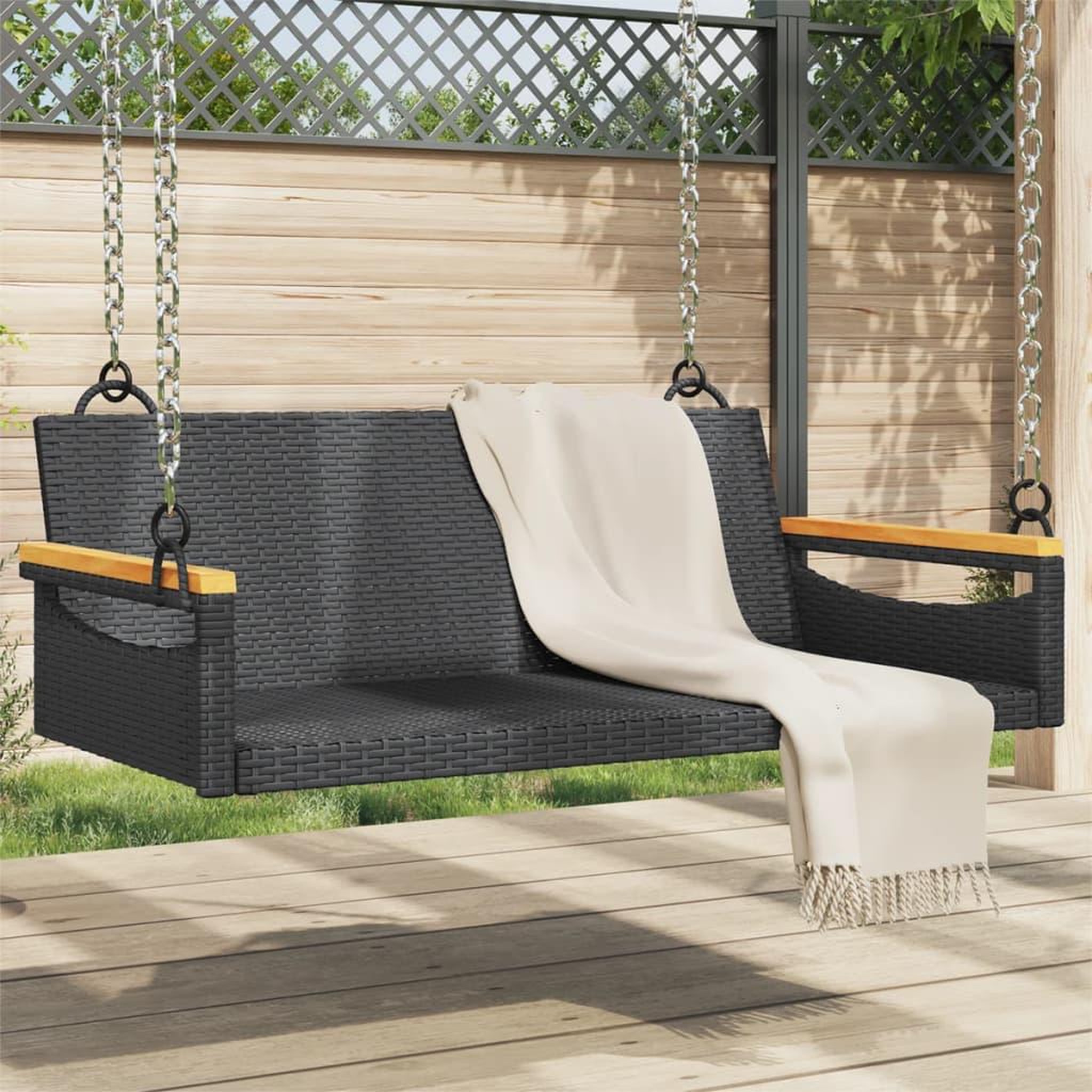 VIDAXL Balancelle noir 109x62x40 cm resine tressee