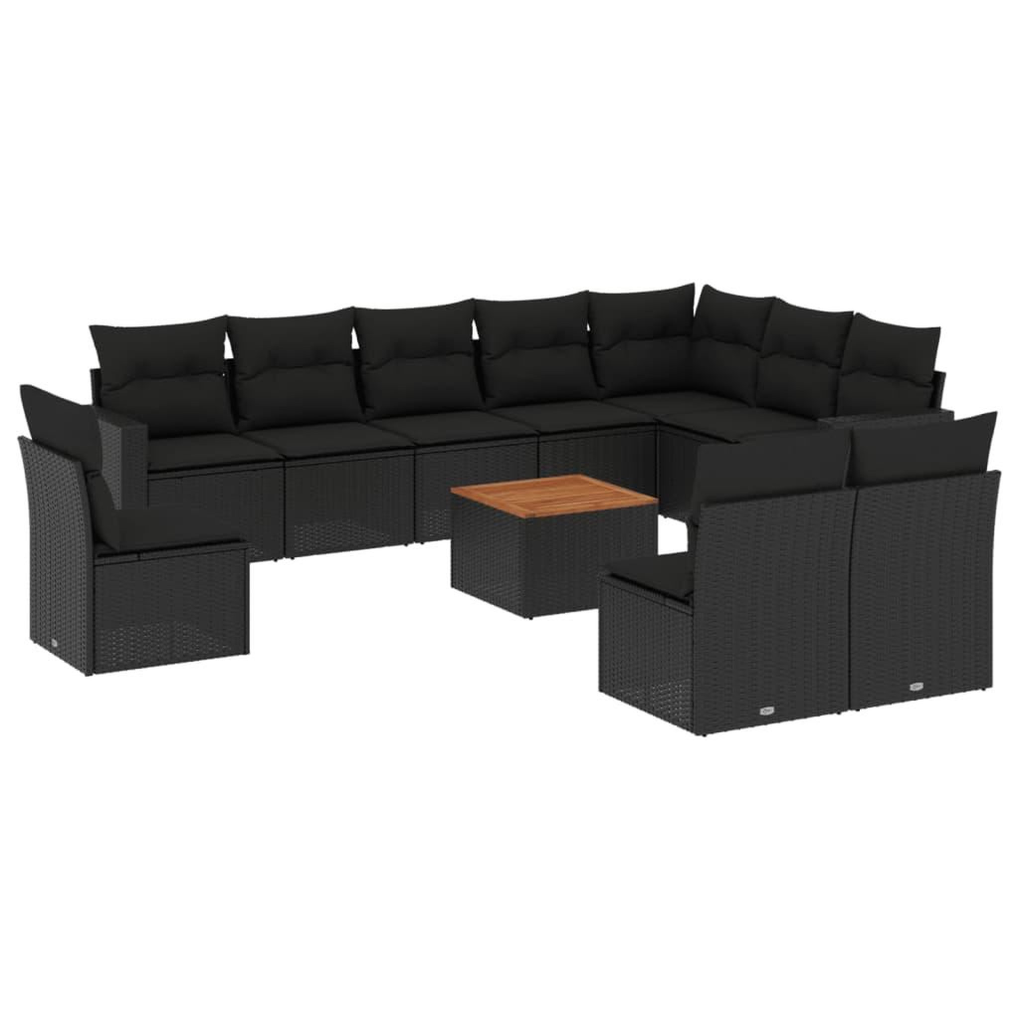 Voir la diapositive 2 : VIDAXL Salon de jardin 11 pcs avec coussins noir resine tressee