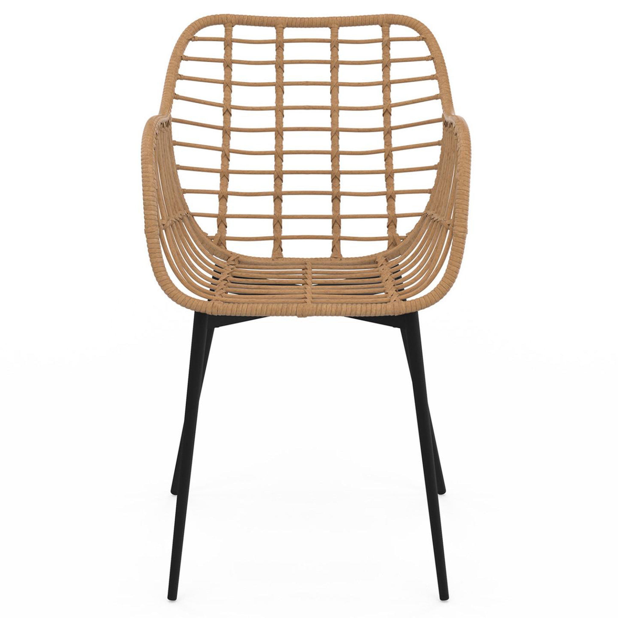 Voir la diapositive 4 : ID MARKET Lot de 2 chaises de salle à manger, fauteuils de table summer effet rotin pied métal noir
