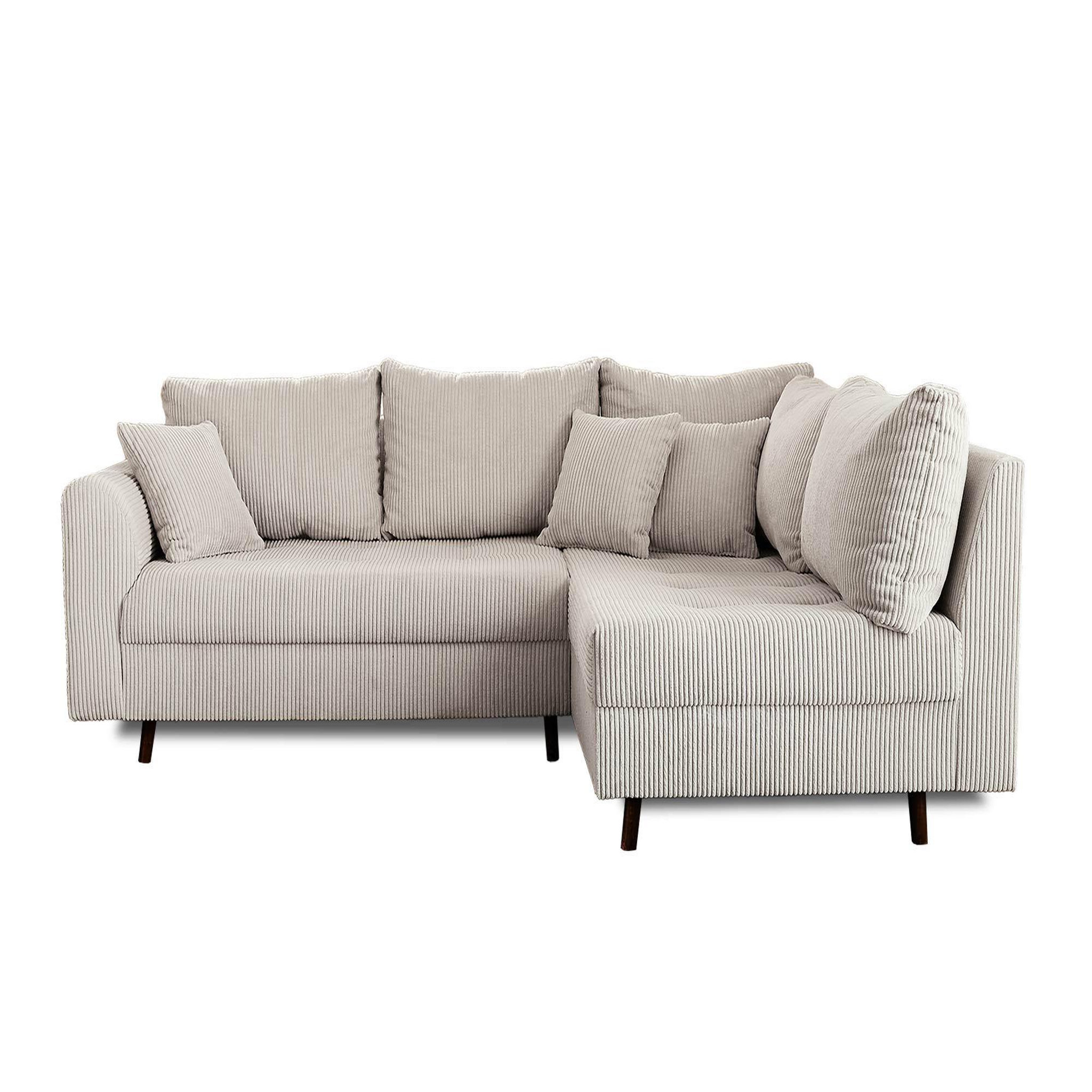 Voir la diapositive 1 : LISA DESIGN Rune - canapé d'angle droit - 4 places - avec pouf d'appoint - en velours côtelé
