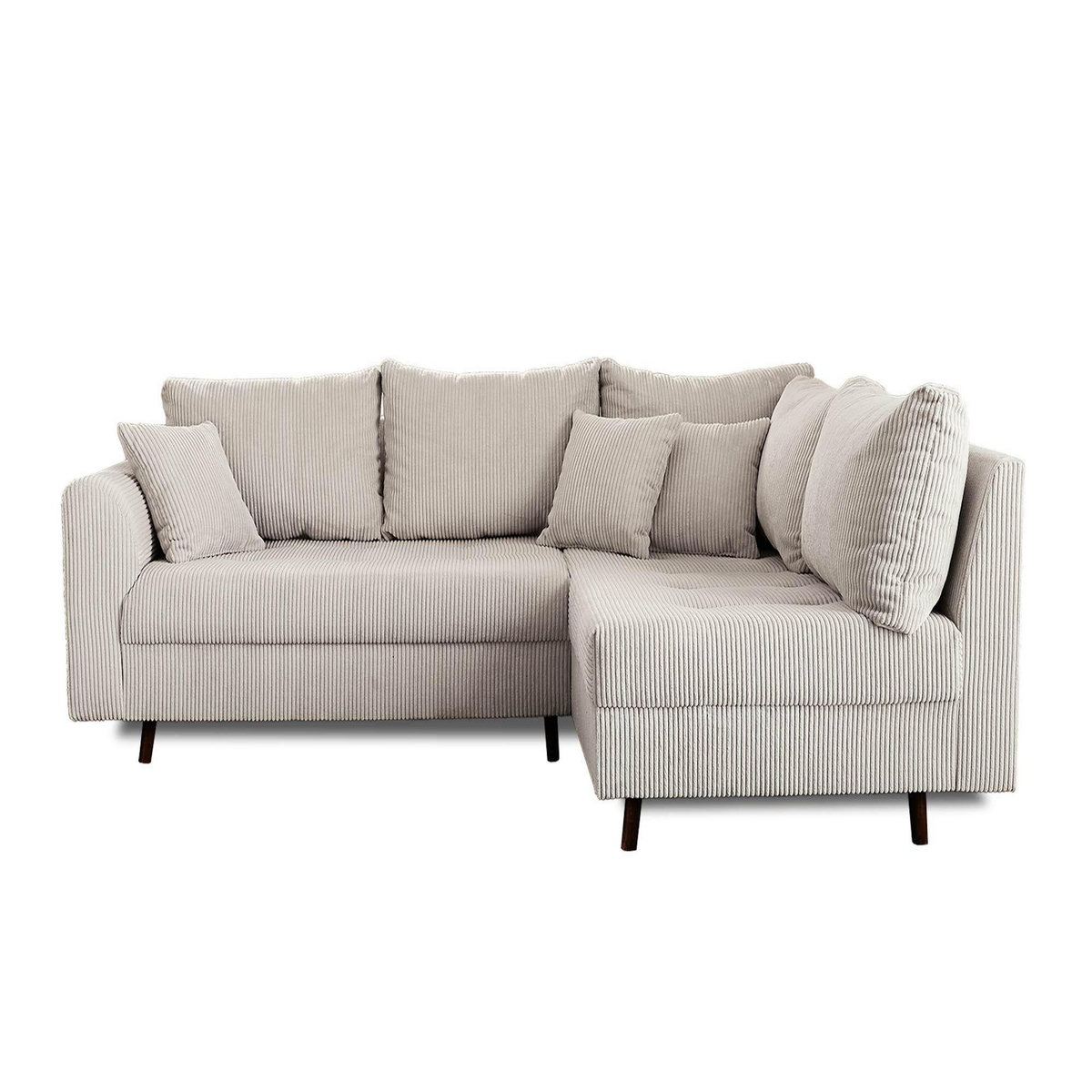 LISA DESIGN Rune - canapé d'angle droit - 4 places - avec pouf d'appoint - en velours côtelé