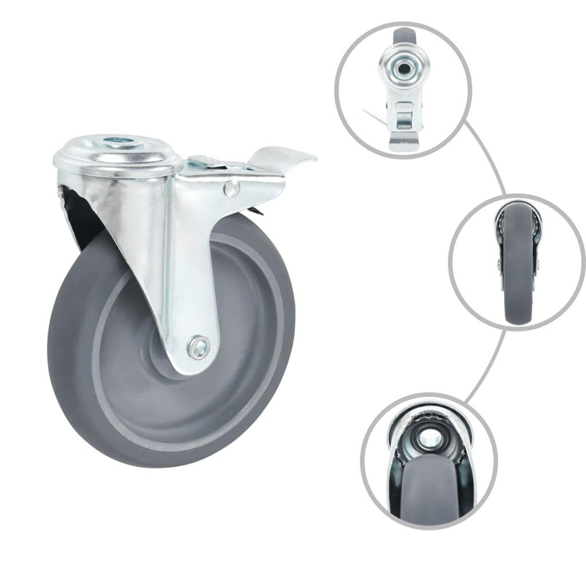 Voir la diapositive 2 : VIDAXL 8 pcs Roulettes pivotantes a trou de boulon 125 mm