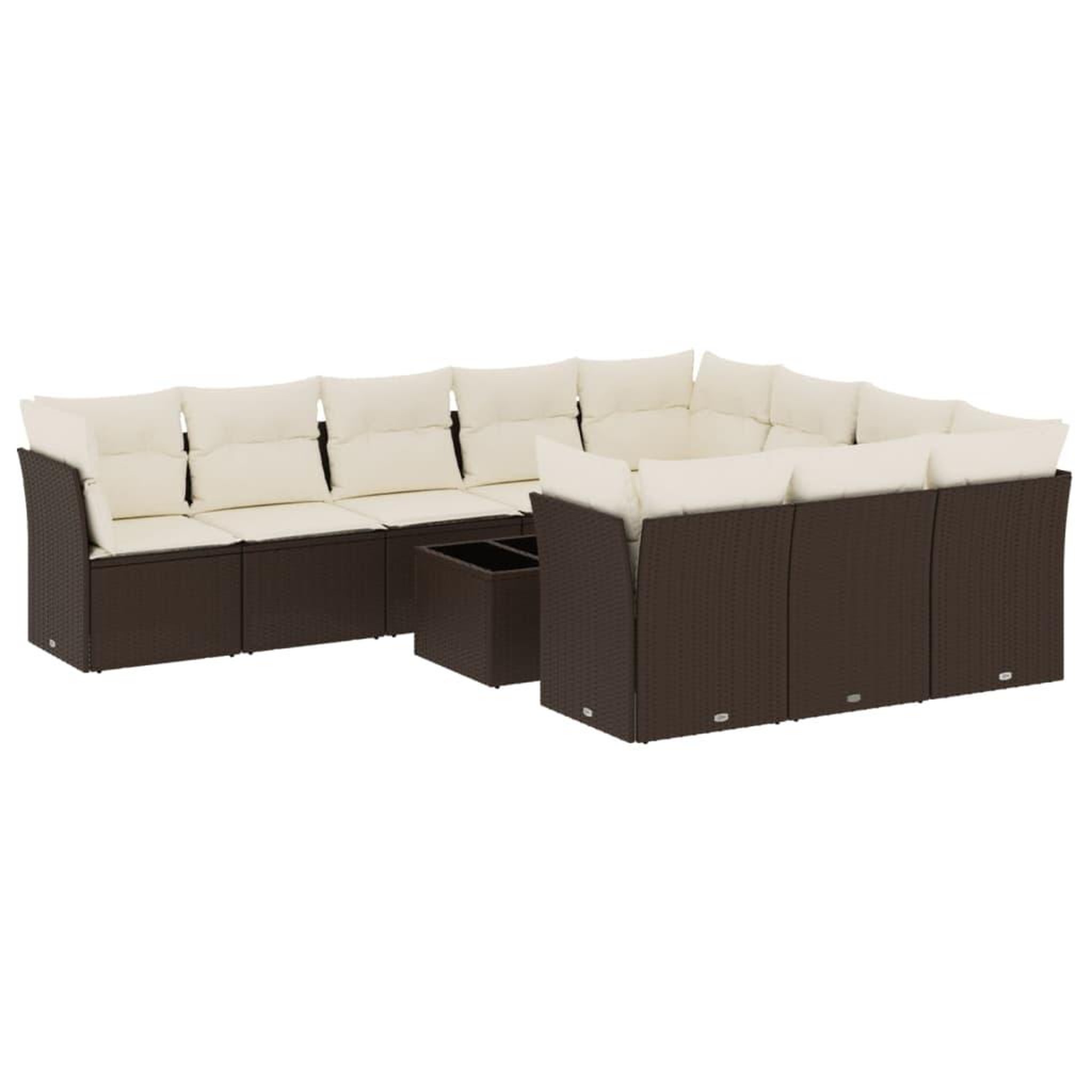 Voir la diapositive 2 : VIDAXL Salon de jardin et coussins 11 pcs marron resine tressee