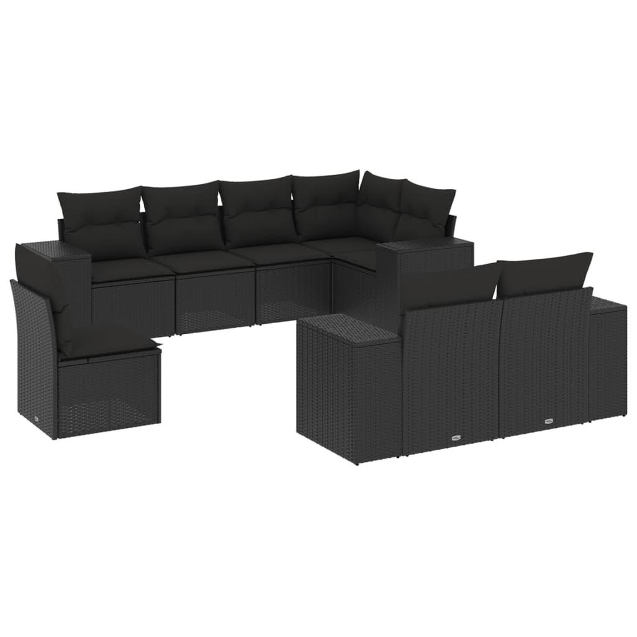 Voir la diapositive 2 : VIDAXL Salon de jardin 8 pcs avec coussins noir resine tressee