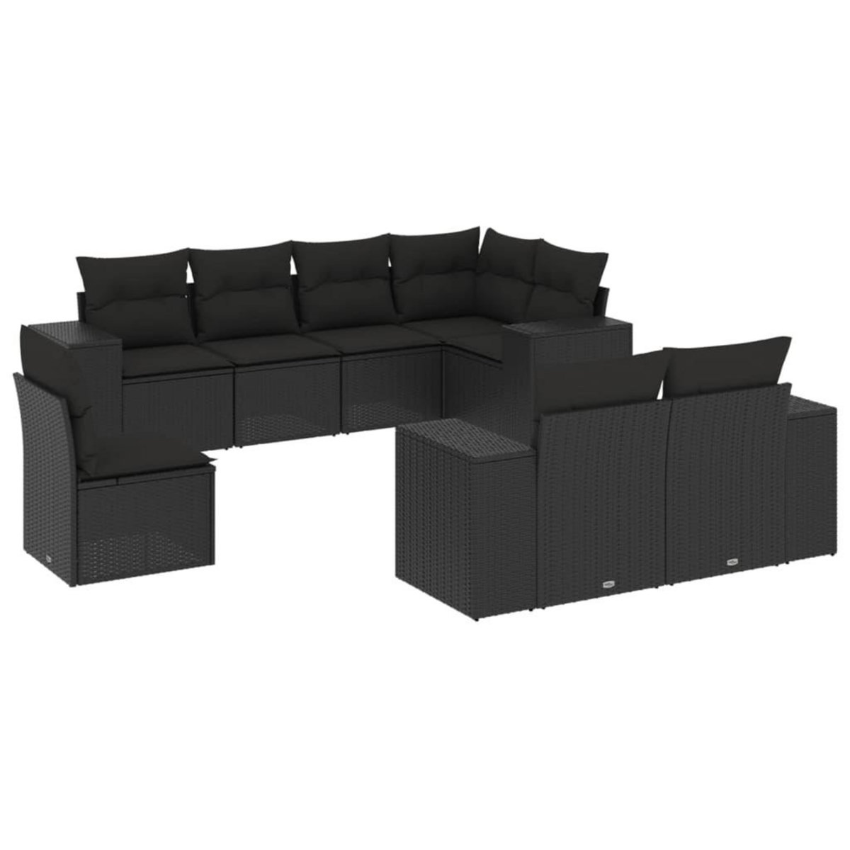 VIDAXL Salon de jardin 8 pcs avec coussins noir resine tressee