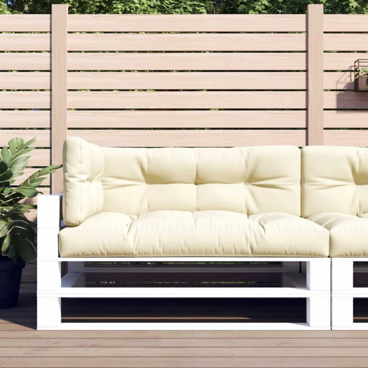 VIDAXL Coussins de palette lot de 3 creme tissu