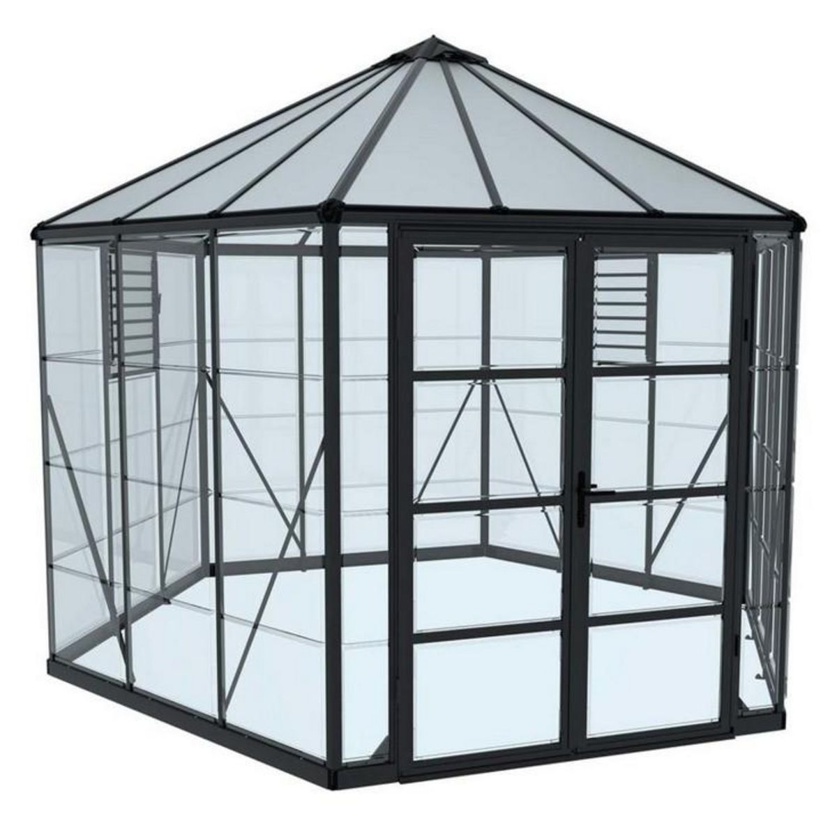 Palram Serre de jardin hexagonale 8.6m² gris - 705239