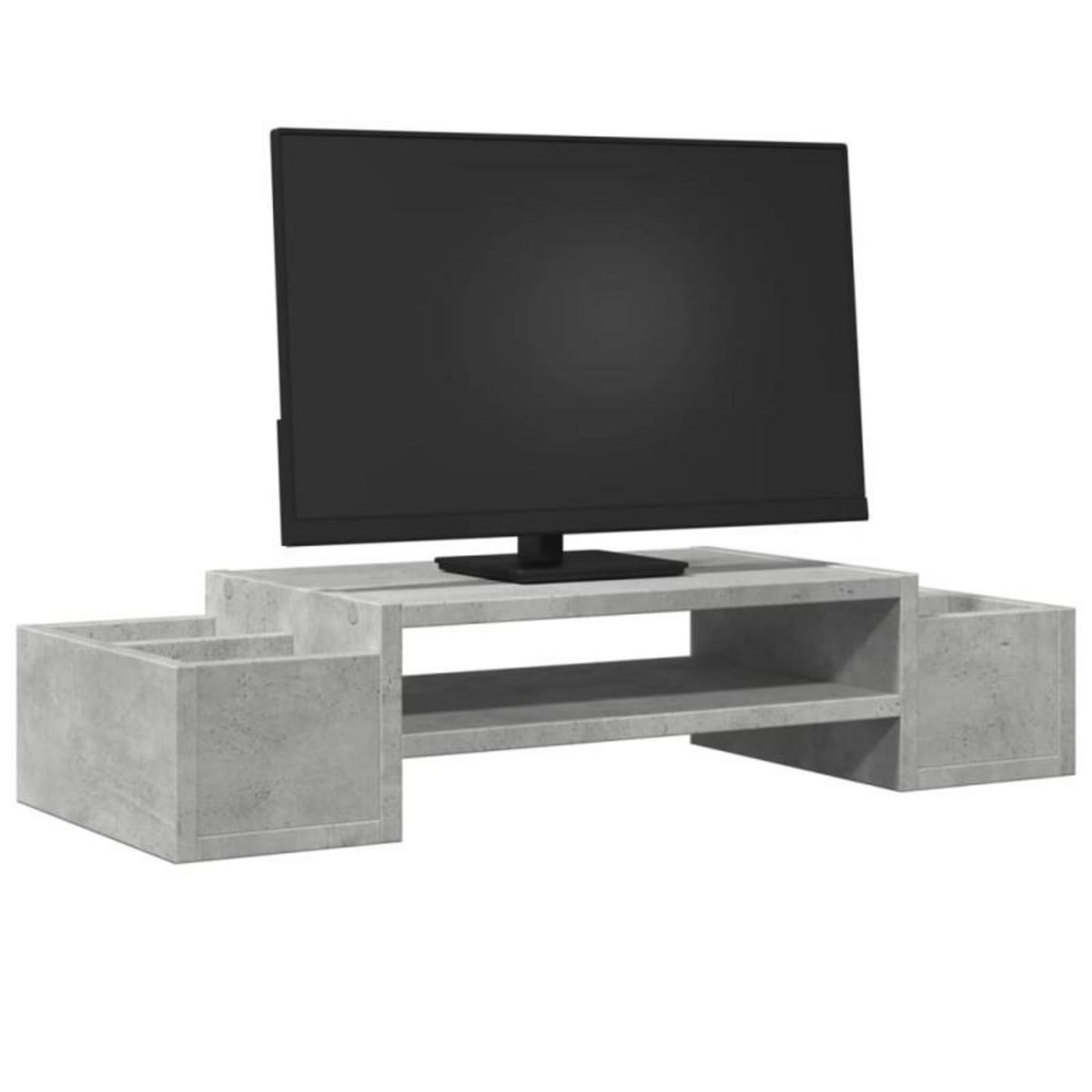 VIDAXL Support de moniteur avec rangement gris béton bois d ingénierie