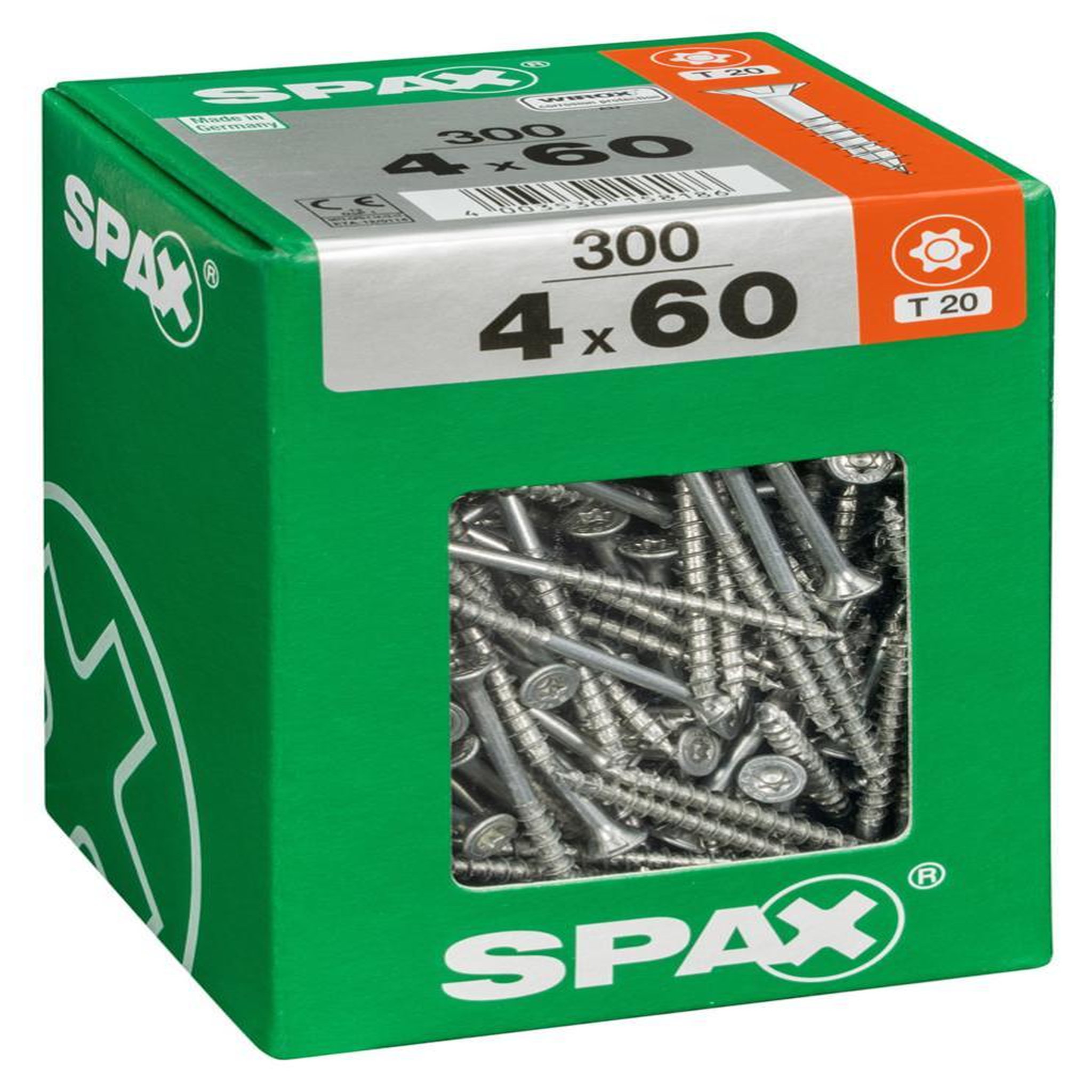 CENTRALE BRICO Lot de 300 vis acier tête fraisée torx SPAX, Diam.4 mm x L.60 mm