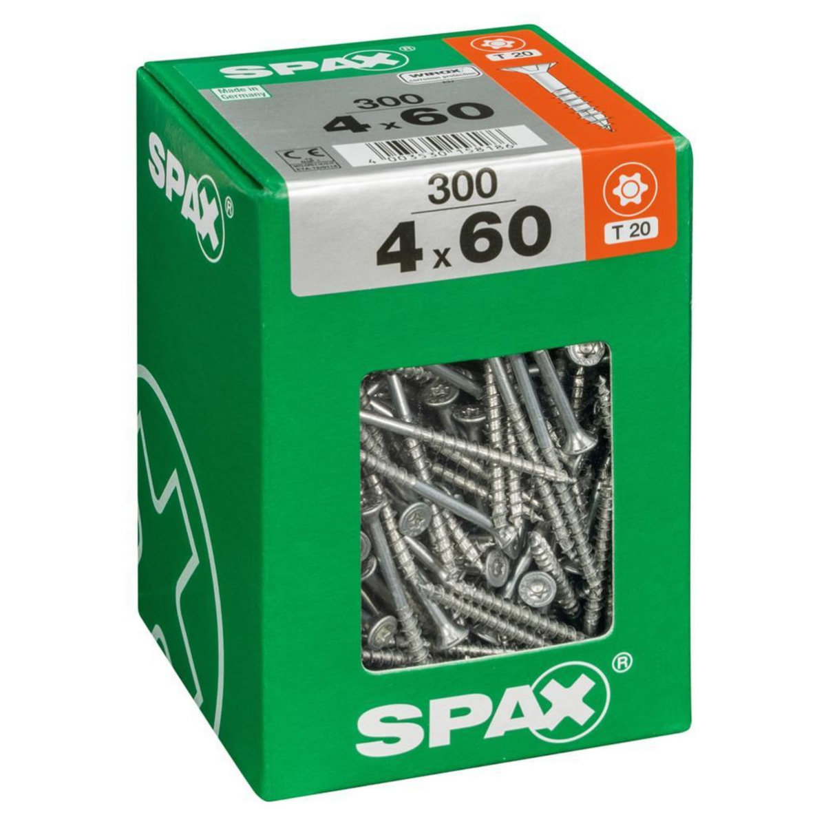 CENTRALE BRICO Lot de 300 vis acier tête fraisée torx SPAX, Diam.4 mm x L.60 mm