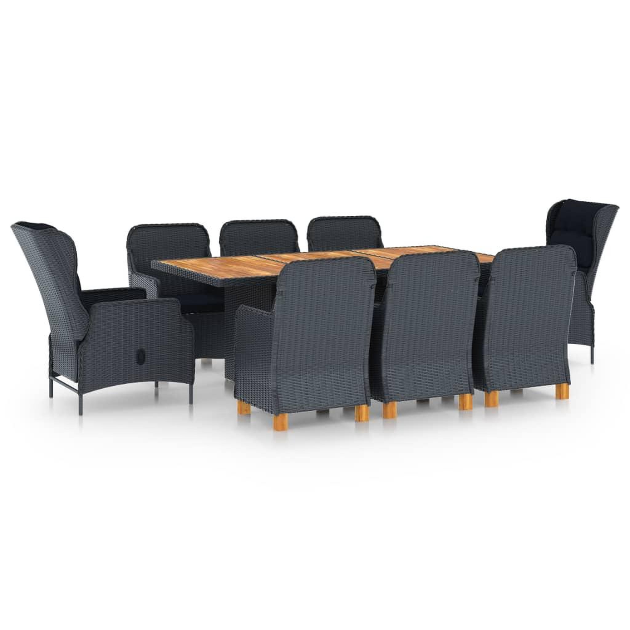 Voir la diapositive 1 : VIDAXL Ensemble a manger 9 pcs avec coussins resine tressee gris fonce