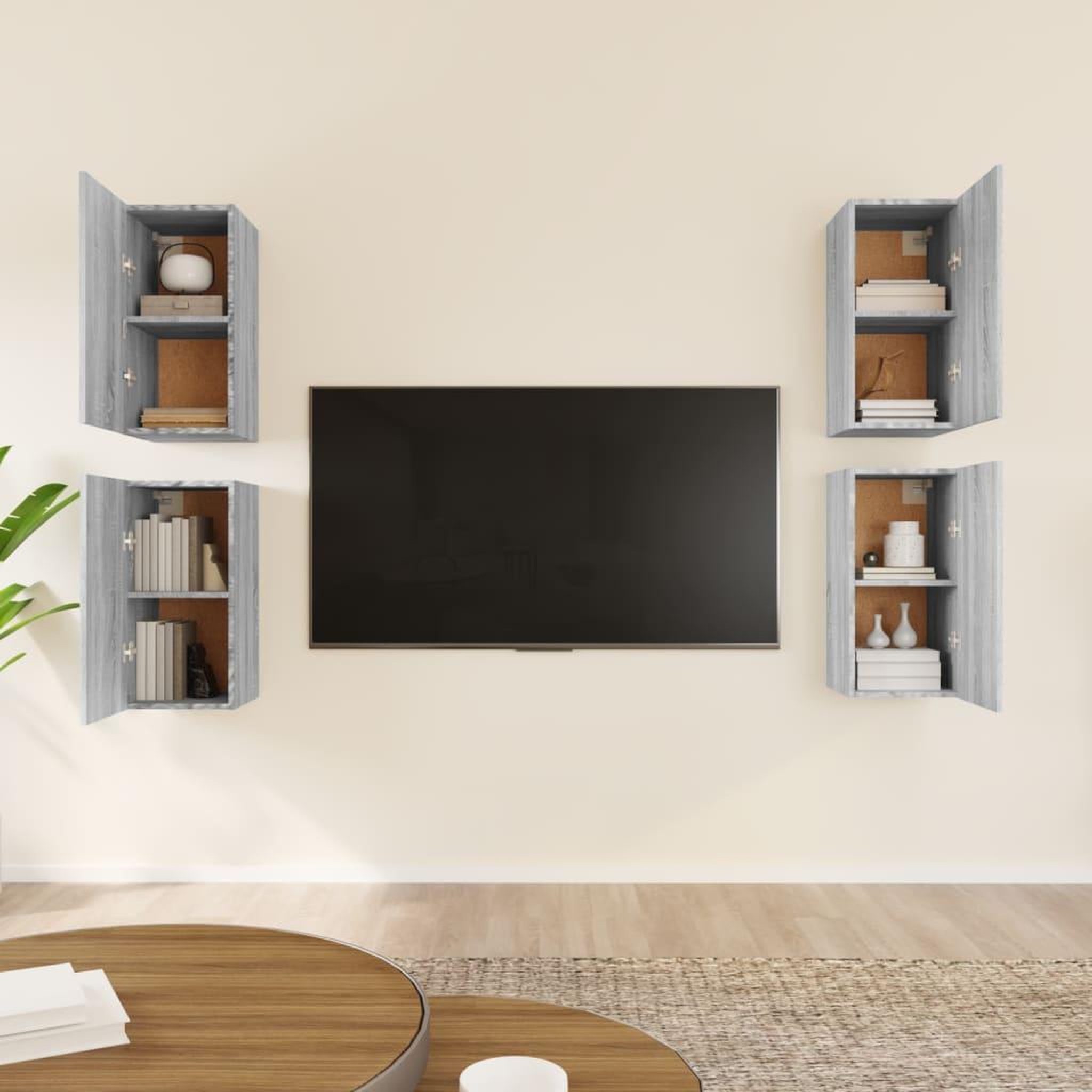 Voir la diapositive 3 : VIDAXL Meubles TV 4 pcs Sonoma gris 30,5x30x60 cm Bois d'ingenierie