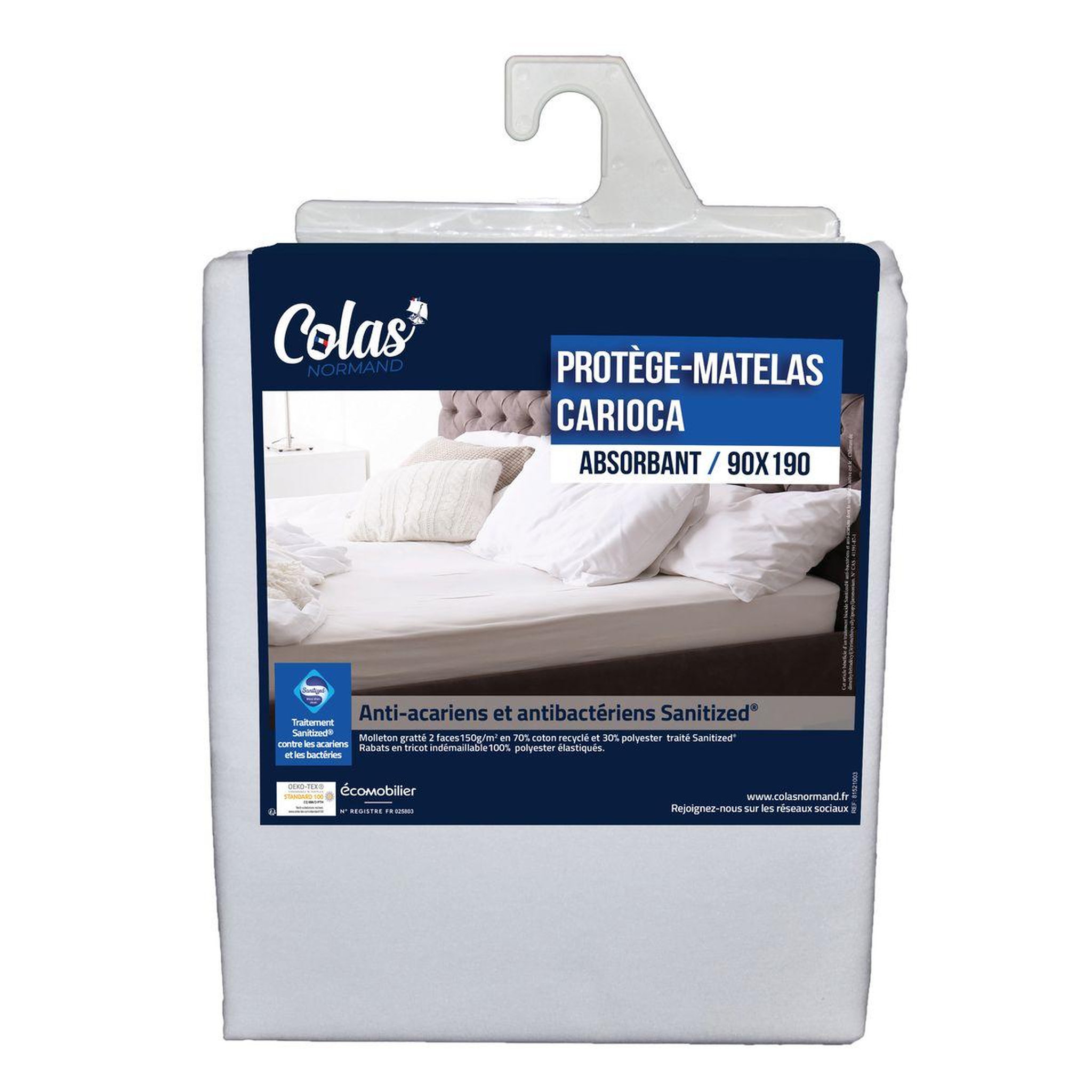 COLAS NORMAND Protège matelas absorbant en polycoton anti-acariens et anti-bactériens Sanitized CARIOCA
