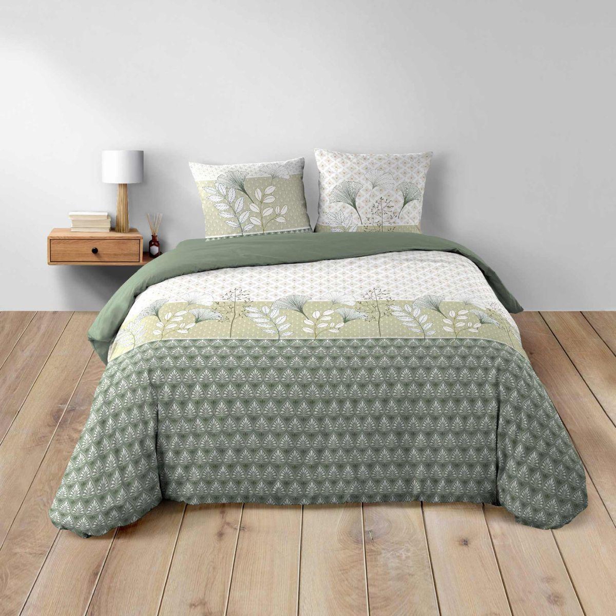 Voir la diapositive 5 : Douceur d'Intérieur Parure de lit 3 pièces  poetine  240x220cm vert