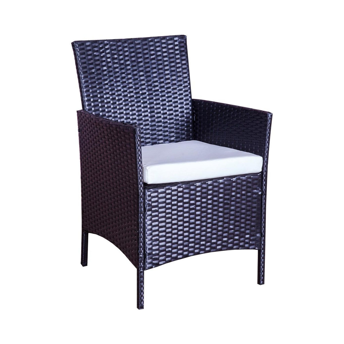 CONCEPT USINE Salon de jardin 4 places en résine tressée Noir et blanc MYKONOS