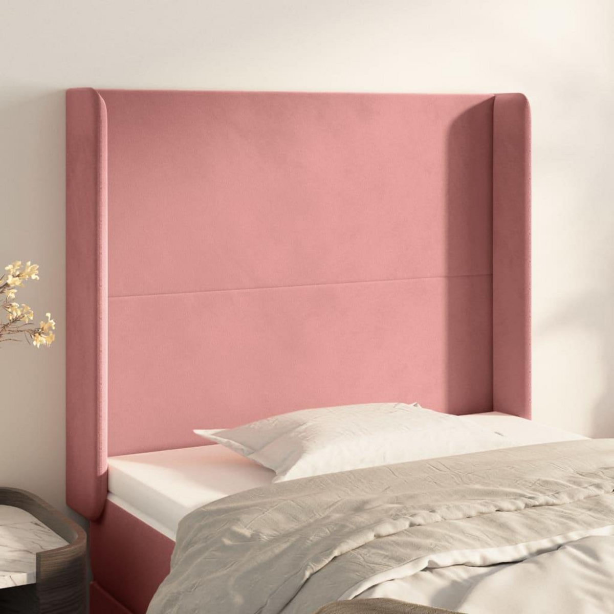 VIDAXL Tete de lit avec oreilles Rose 103x16x118/128 cm Velours