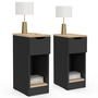 Voir la diapositive 1 : ID MARKET Lot de 2 tables de chevet ANOUK 1 tiroir avec niche noir et bois