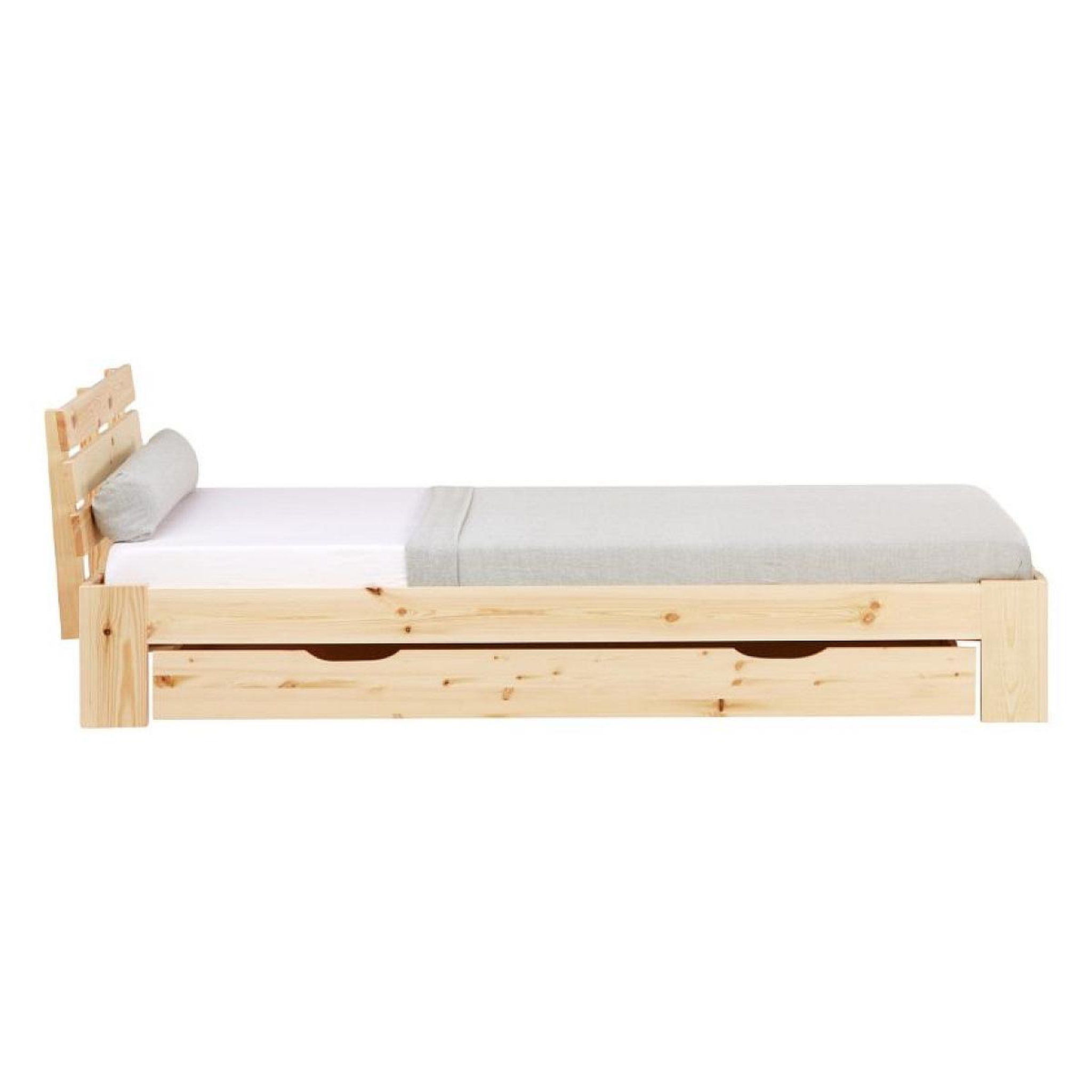 Voir la diapositive 5 : HomeStyle4U Lit simple 90x200 avec tiroir naturel