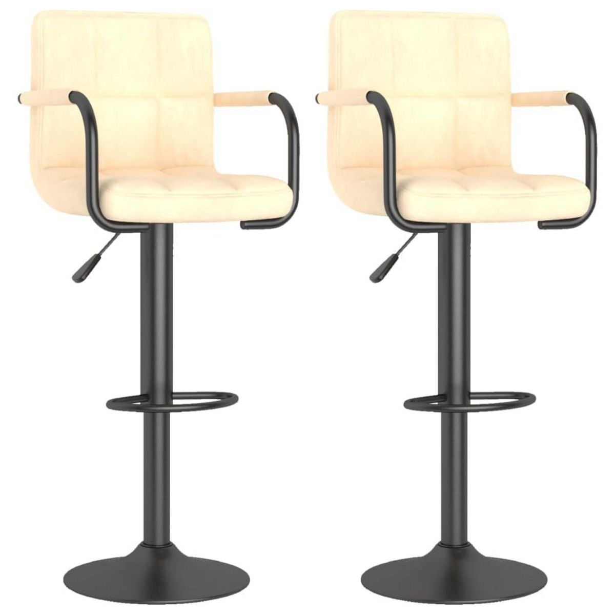 VIDAXL Tabourets de bar lot de 2 creme velours