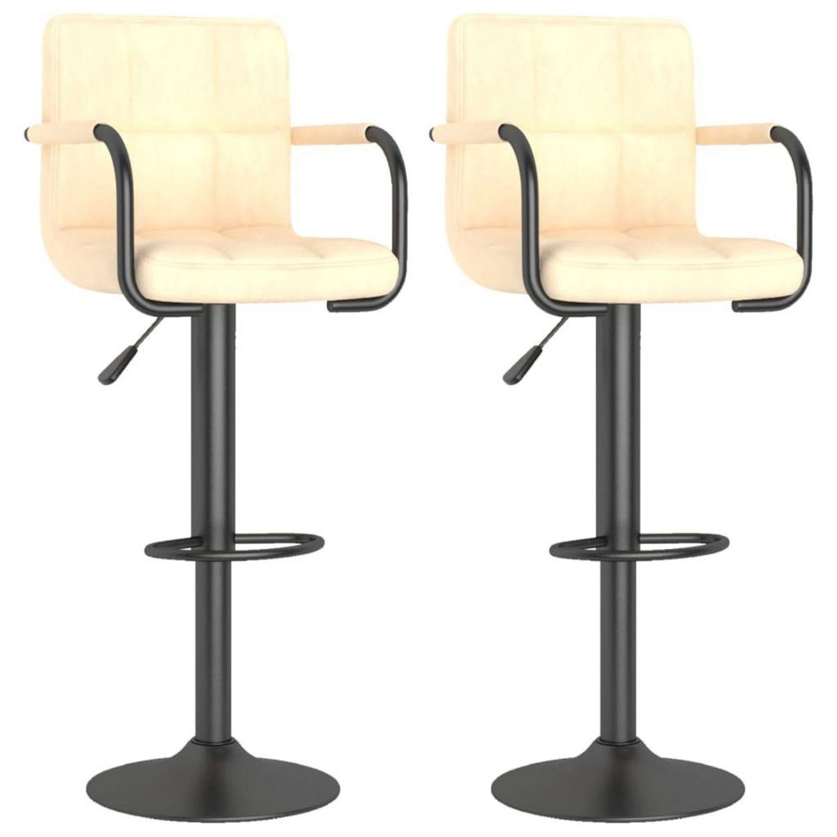 VIDAXL Tabourets de bar lot de 2 creme velours