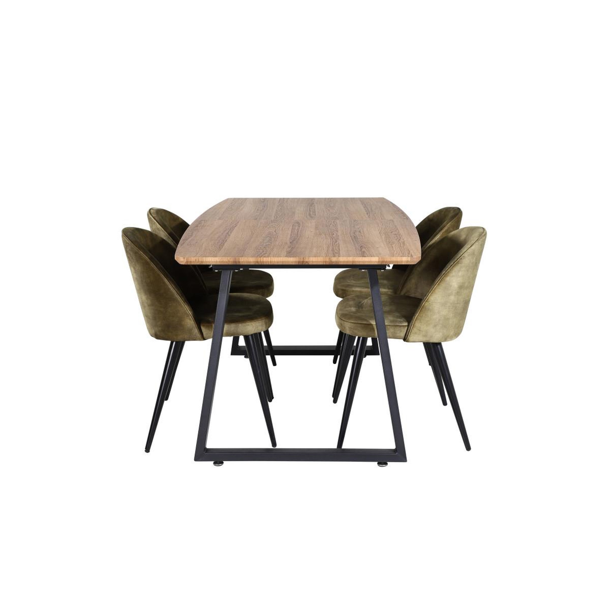 Voir la diapositive 2 : Paris Prix Ensemble table à manger extensible & 4 chaises  inca & velvet  160-200cm noyer & vert