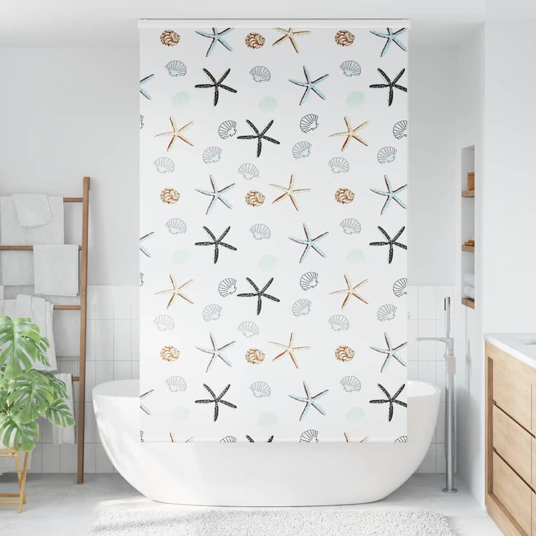 Voir la diapositive 2 : VIDAXL Store enrouleur de douche avec cassette largeur du tissu 116 cm