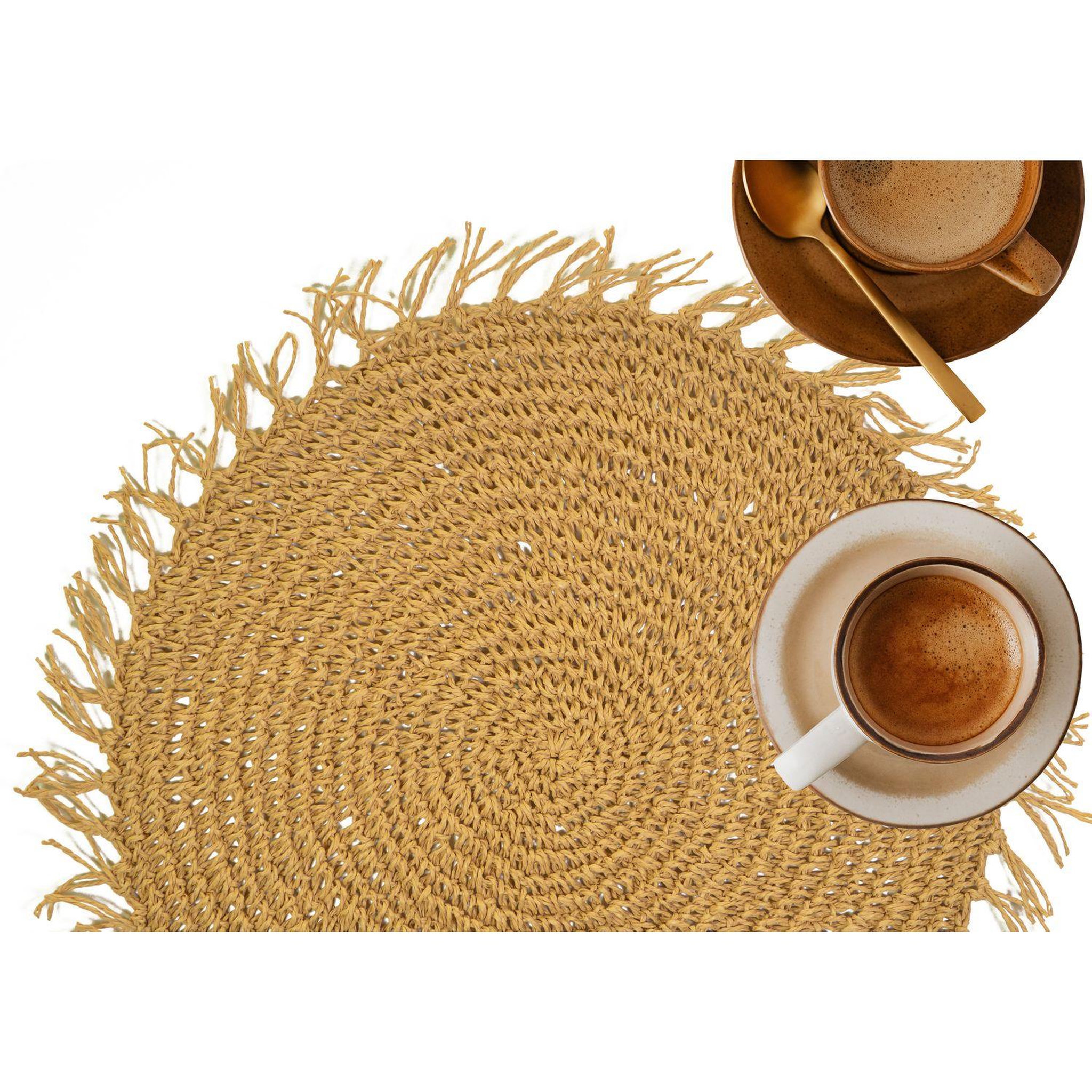 Voir la diapositive 2 : HABITABLE Lot de 2 sets de tables ronds en jute FILI